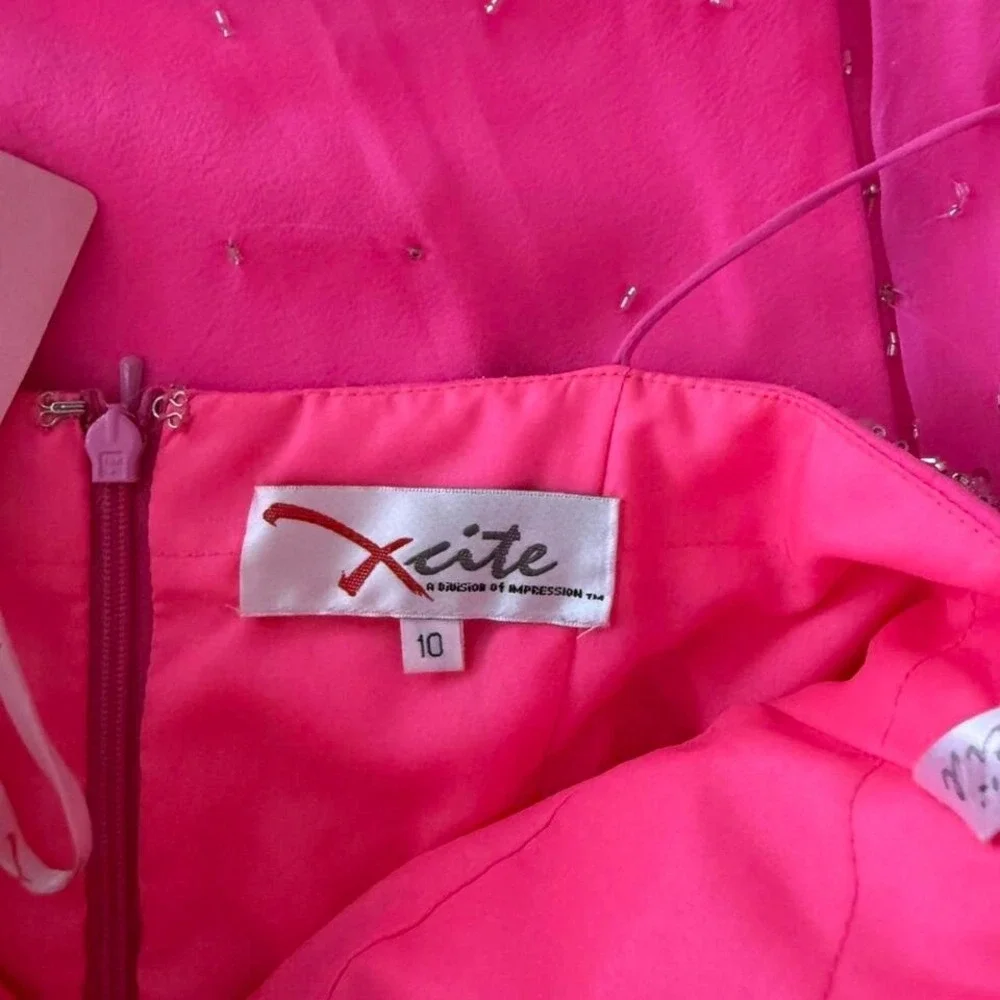 xcite pink fairy beaded silk prom dress‎ womens 10 - Picture 6 of 7